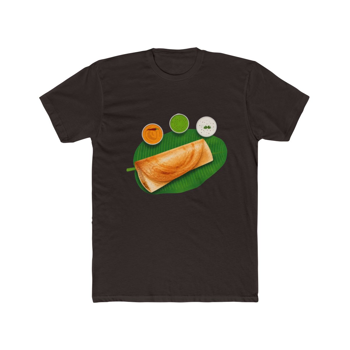 Masala Dosa Idli Churtney on Banana Leaf Indian Food T Shirt | Dosa Divas - alternate angle 2, merchandise